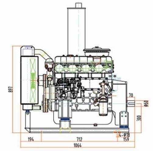 Двигатель дизельный YangDong Y4102 ( 66 кВт / 90 л.с. / 3000 об.мин. )  фото 3