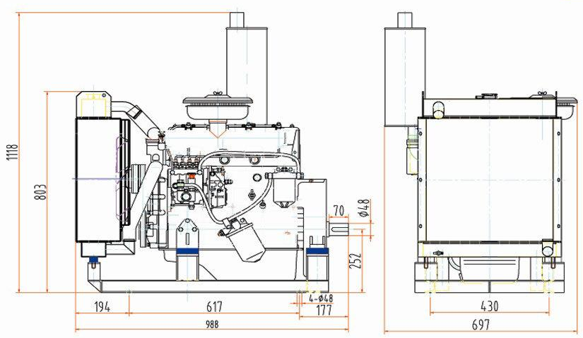 Двигатель дизельный YangDong YND485 ( 34 кВт / 46 л.с. / 3000 об.мин. )  фото 3
