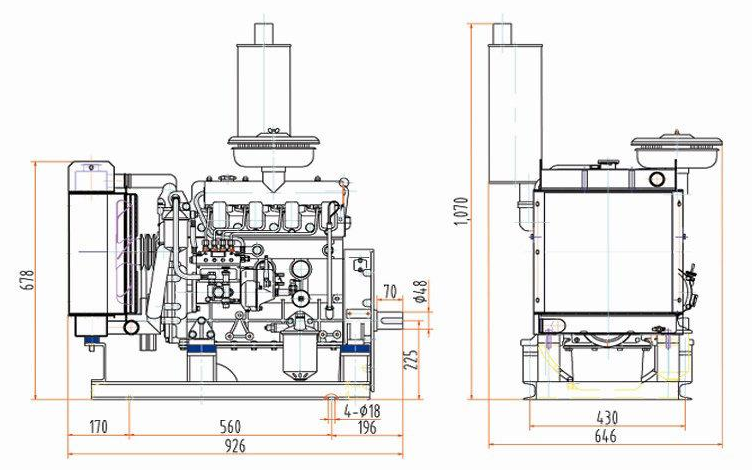 Двигатель дизельный YangDong YD480 ( 29 кВт / 39.4 л.с. / 3000 об.мин. )  фото 3